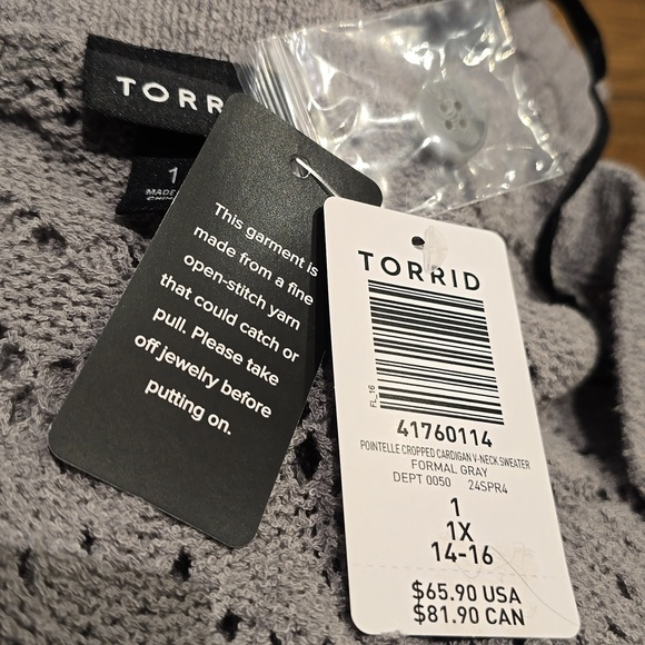 Torrid - Pointelle Cardigan V-Neck Sweater in Formal Gray - Picture 7 of 12